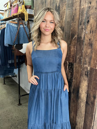 Eden Ruched Maxi Dress - Dark Denim