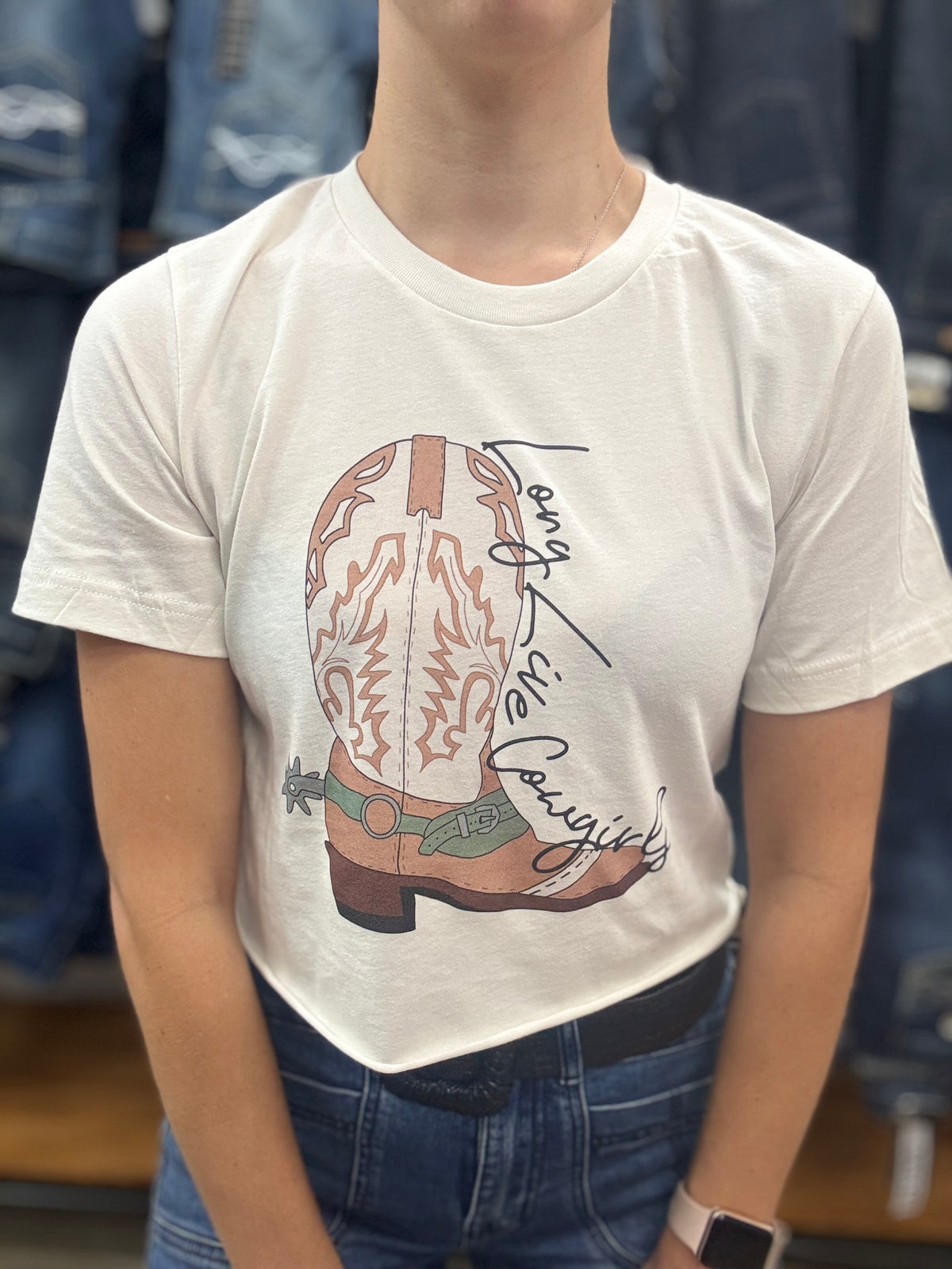 Long Live Cowgirls Boot Tee - Vintage White