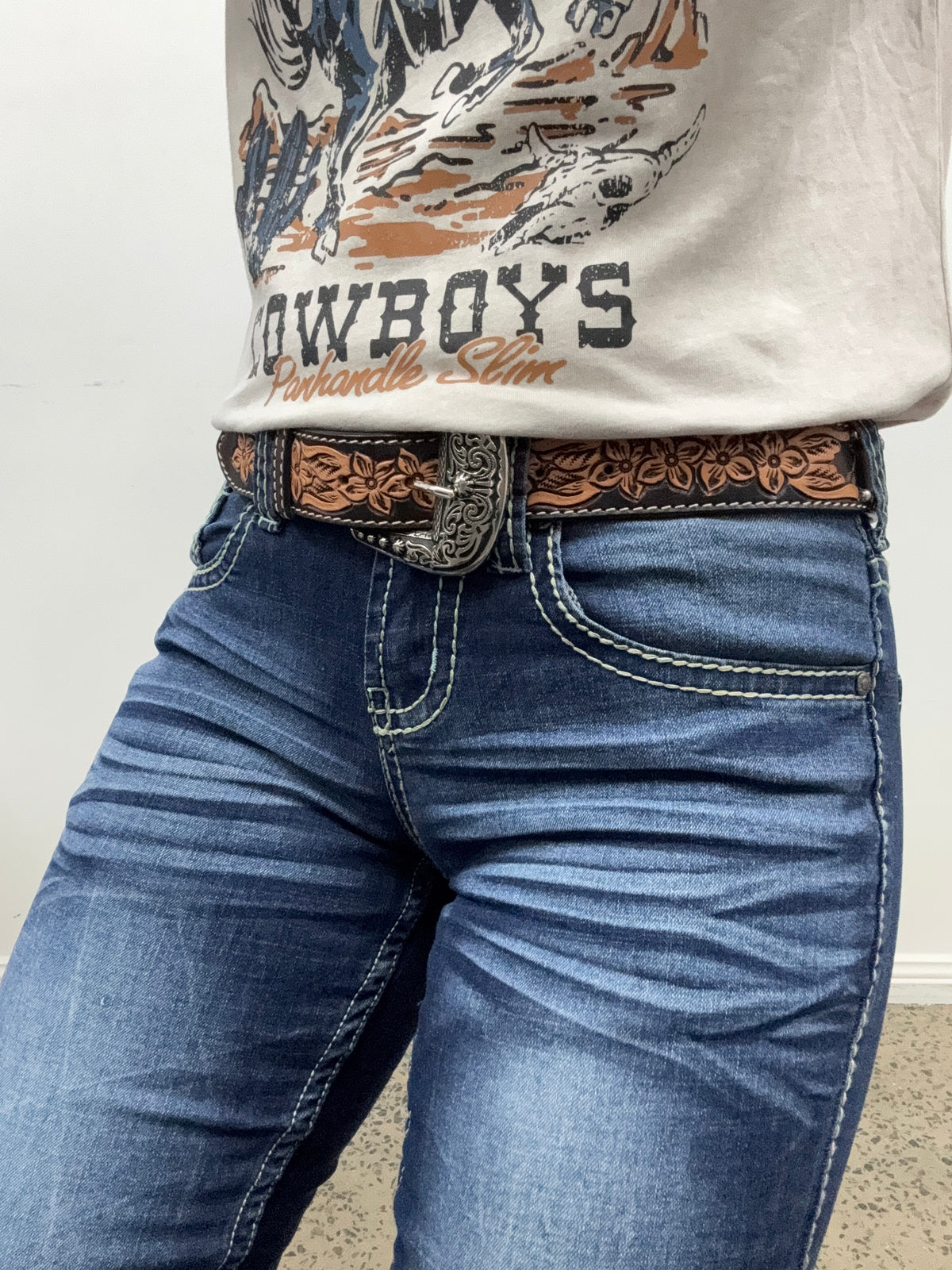 Cowgirl Tuff Jeans - Tan Edgy Flex