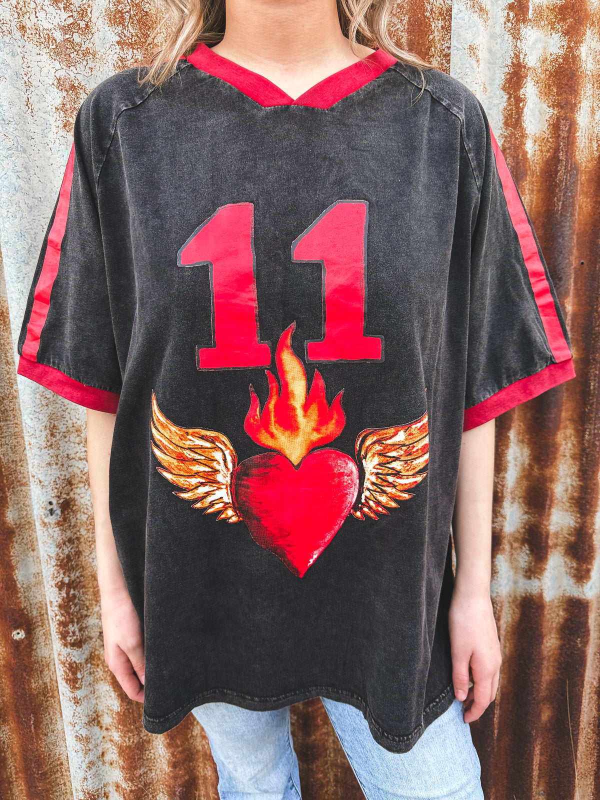 Lucky Eleven Oversized Tee - Charcoal