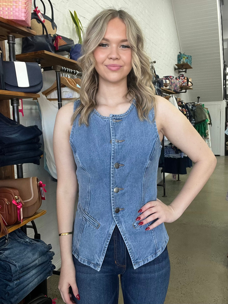 Lena Vest - Light Denim