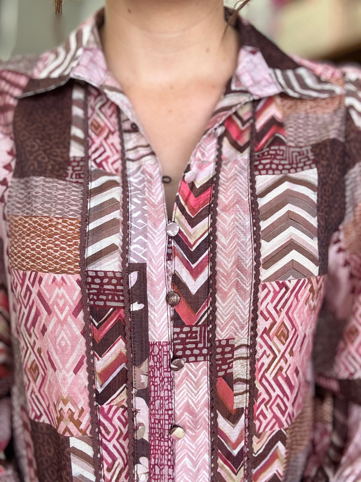 Lena Top - Burgundy Abstract
