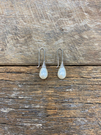 Earrings - Silver Tear Drop Pearl Earrings