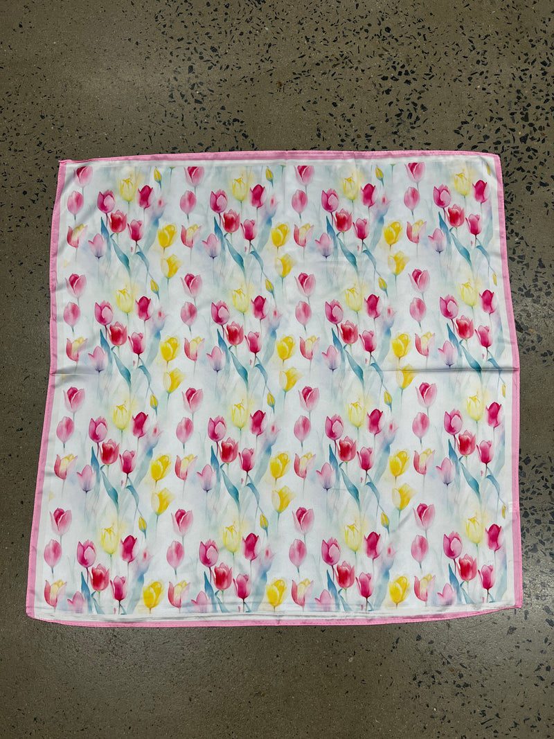 Western Wild Rag - Watercolour Tulips (Pink)