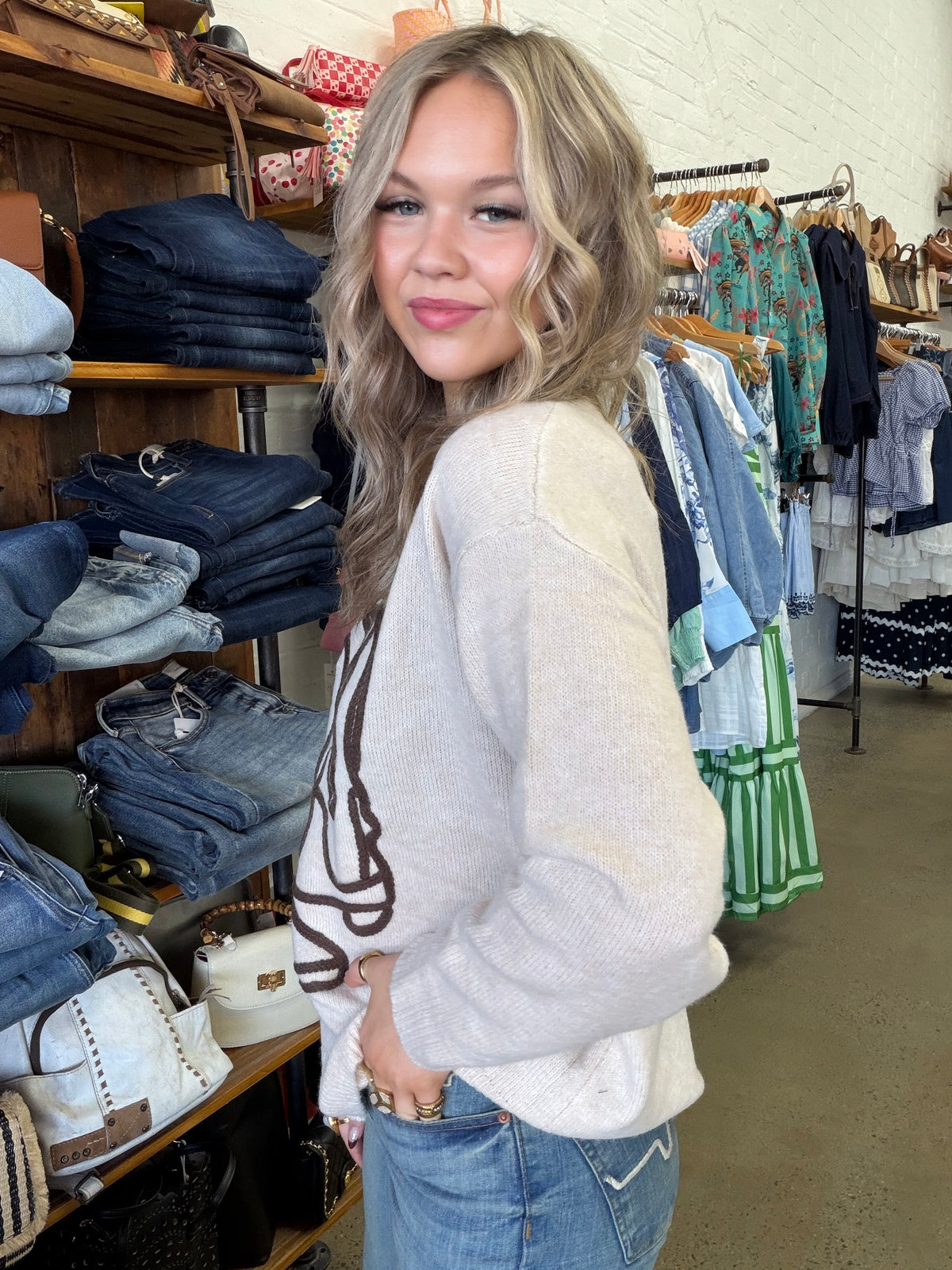 Cowboy Boots Knit - Beige
