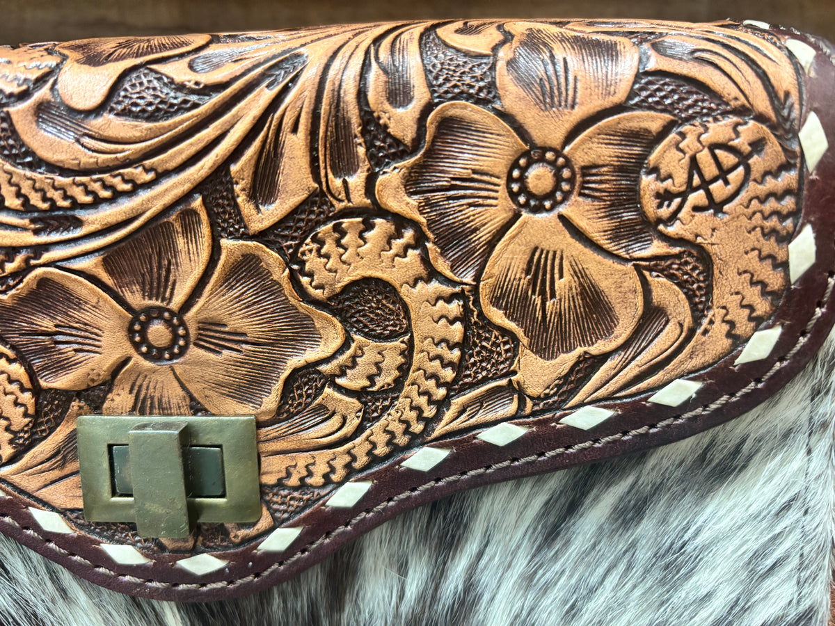 Goldie - Tooled Cowhide Crossbody