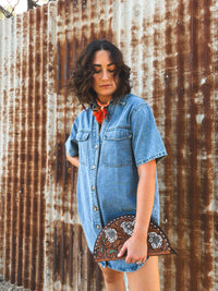 Luna Mini Dress - Mid Wash Denim