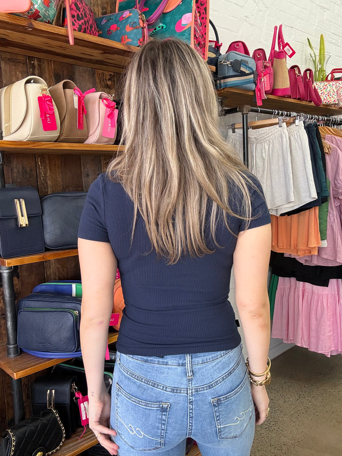 Eve Rib Baby Tee - Navy