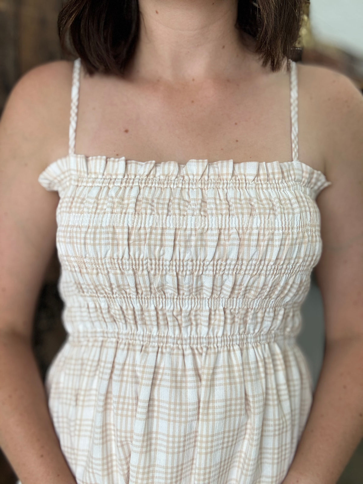 Rowan Dress - Beige Plaid