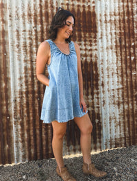 Dylan Mini Dress - Light Wash Denim