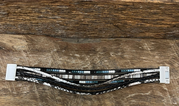 Braided Bead Magnetic Bracelet - Blue