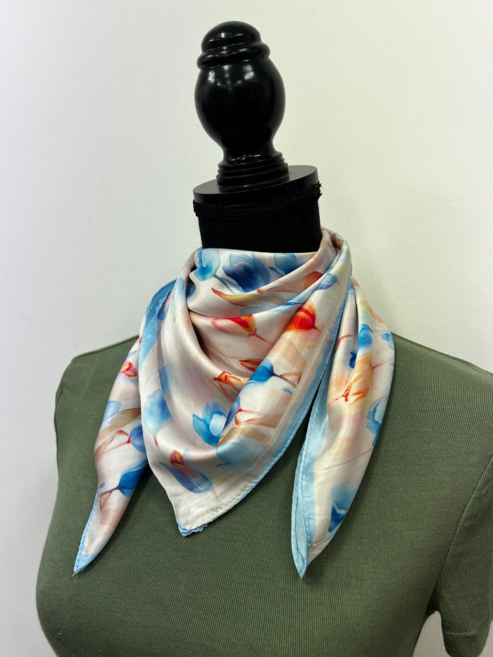 Western Wild Rag - Watercolour Tulips (Blue)