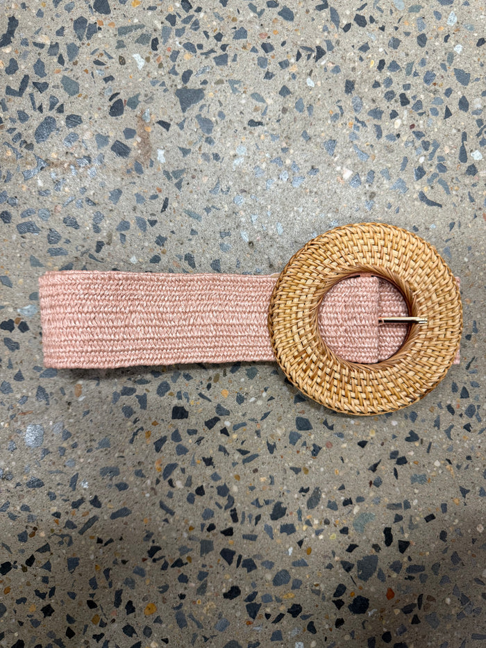 Boutique Belt - Rattan Buckle (Pink)