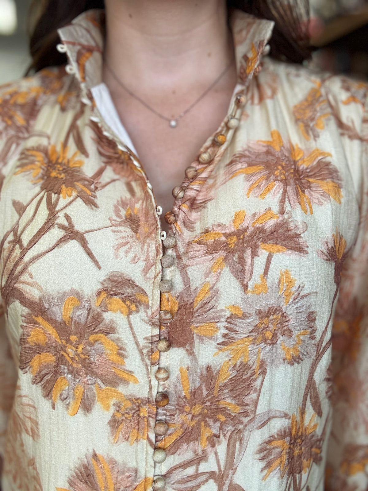 Bloom Top - Brown Print