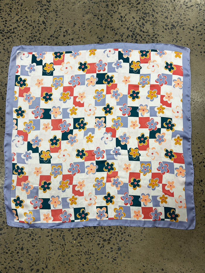 Western Wild Rag - Floral Check (Purple)