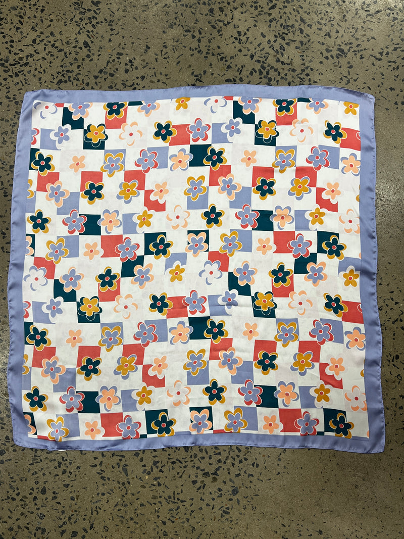 Western Wild Rag - Floral Check (Purple)