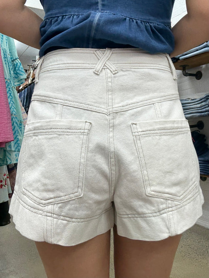 Cleo Shorts - White Denim High Waisted