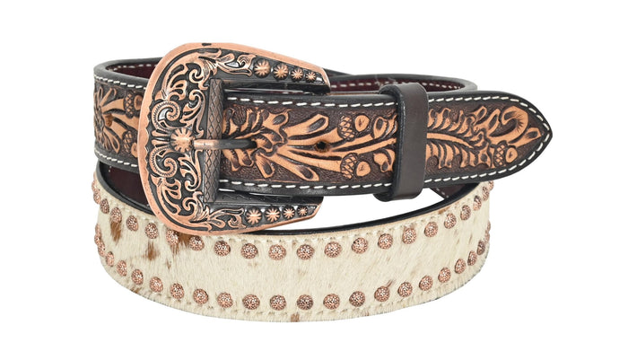 Western Belt - Cowhide Floral