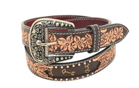Western Belt - Floral Tooling with Arrow Inlay