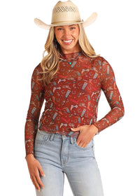 Rock and Roll - Boot Print Mesh Top (BW22T05897)
