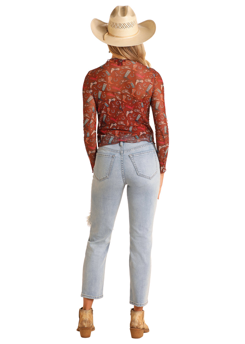 Rock and Roll - Boot Print Mesh Top (BW22T05897)