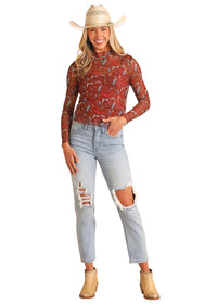 Rock and Roll - Boot Print Mesh Top (BW22T05897)