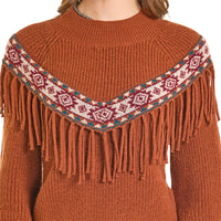 Rock & Roll - Women's Sweater with Border and Fringe (BW32T07001)