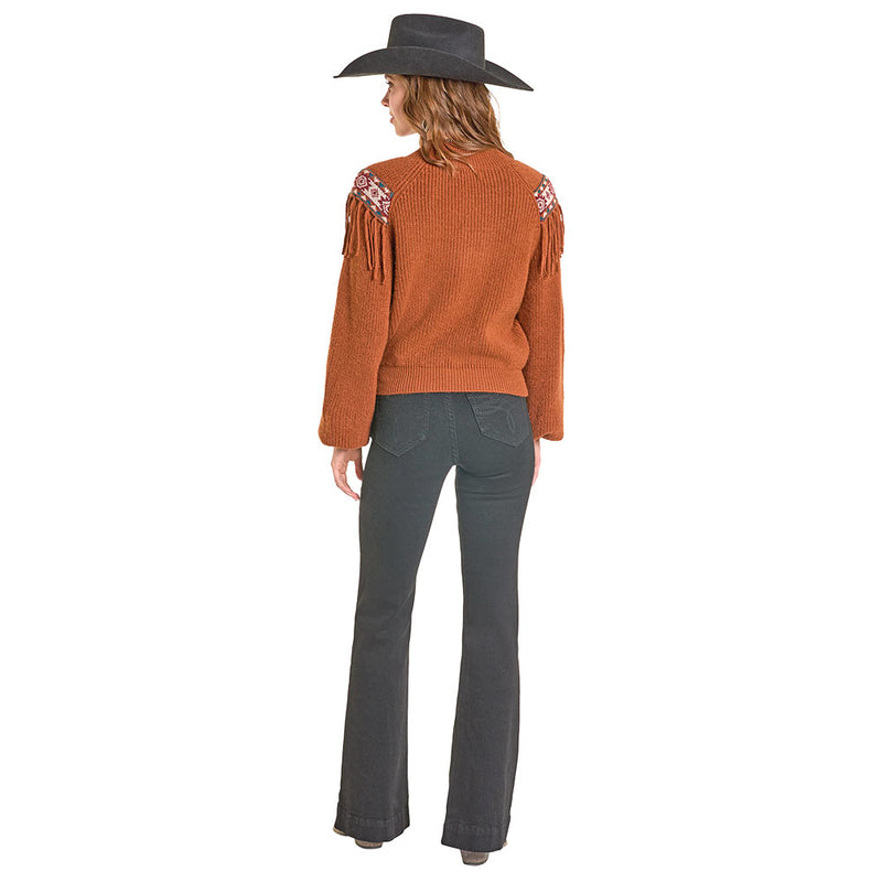 Rock & Roll - Women's Sweater with Border and Fringe (BW32T07001)