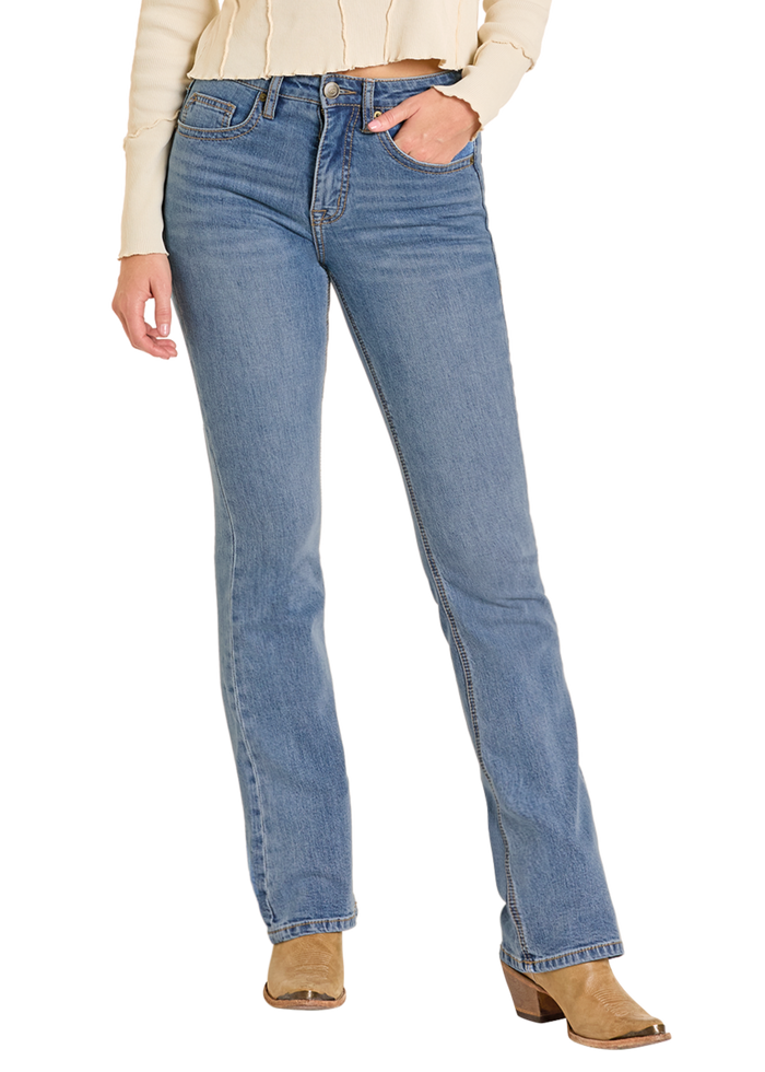 Rock & Roll Cowgirl Jeans - BW4HD07197 - Yoke Detail High Rise Bootcut