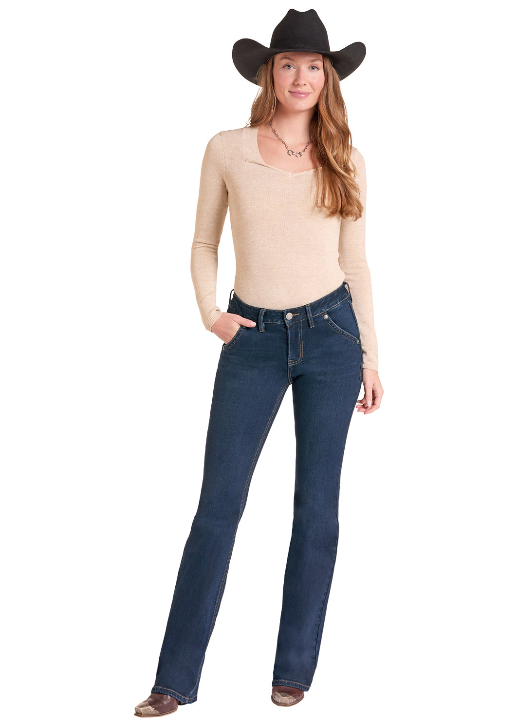 Rock & Roll Cowgirl Jeans - BW4MD09743 - Welt Pocket Mid Rise Bootcut