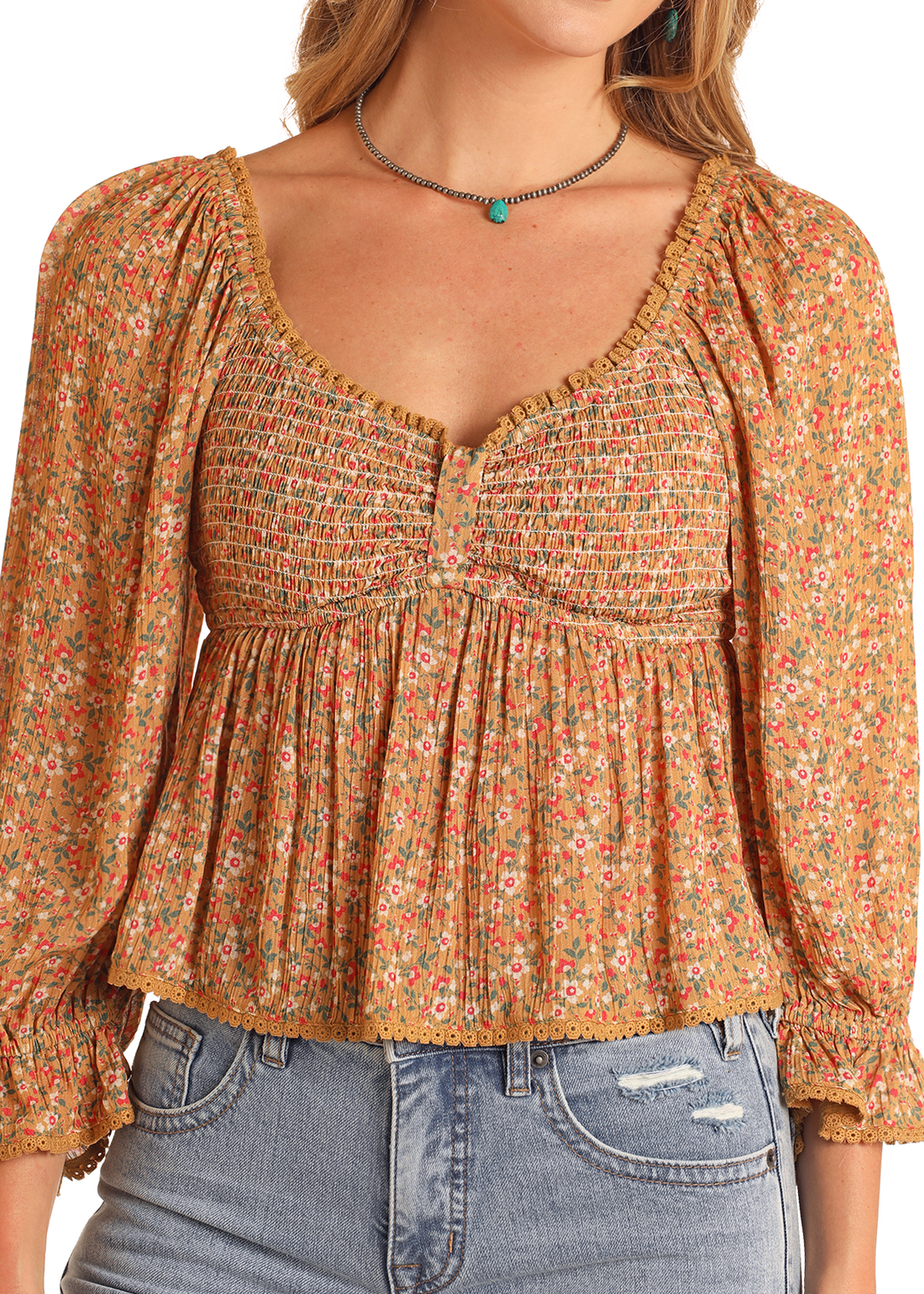 Keenan Top - Mustard Floral