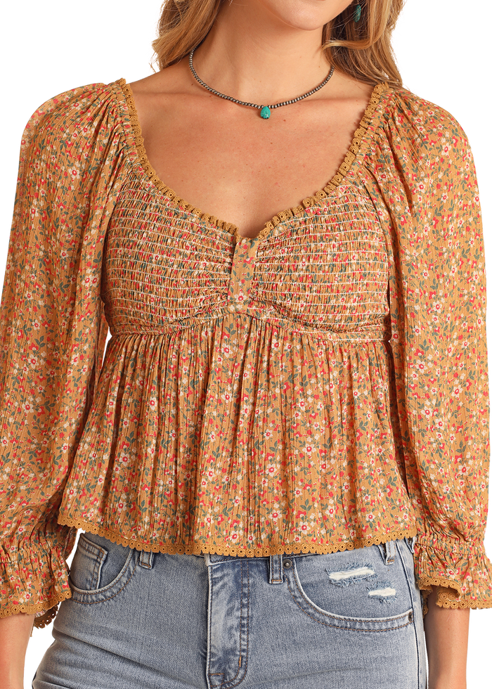 Keenan Top - Mustard Floral