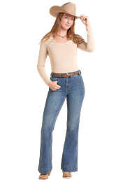 Rock & Roll Cowgirl Jeans - BW5HD09759 - Wave embroidery High Rise Trouser