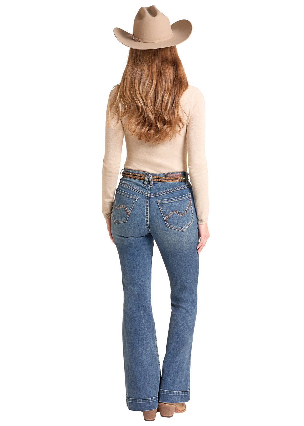 Rock & Roll Cowgirl Jeans - BW5HD09759 - Wave embroidery High Rise Trouser