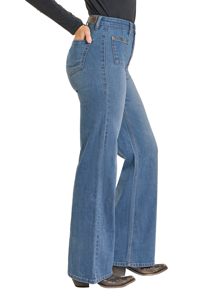 Rock & Roll Cowgirl Jeans - BW6HD07213 - Patch Pocket Relaxed High Rise Flare