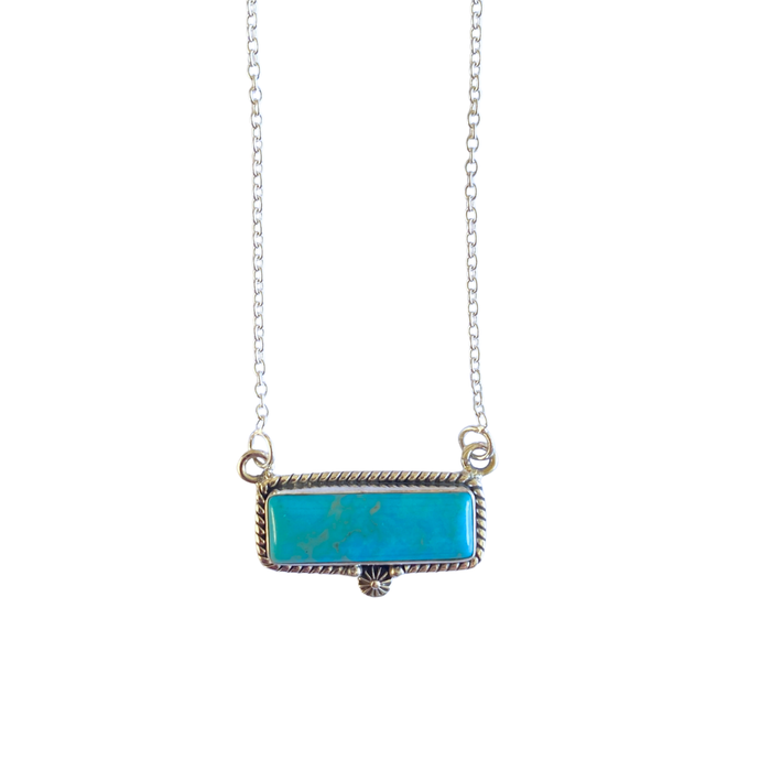 Mountain Stream Bar Necklace - Turquoise and Silver