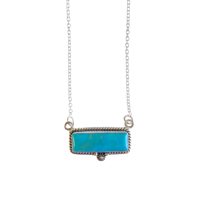 Mountain Stream Bar Necklace - Turquoise and Silver