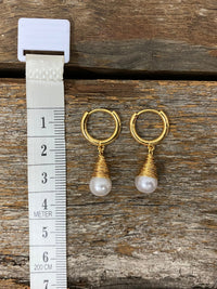 Earrings - Wired Pearl Hoop Earrings