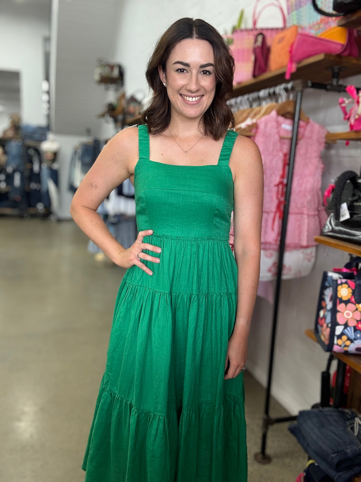 Eden Ruched Maxi Dress - Green