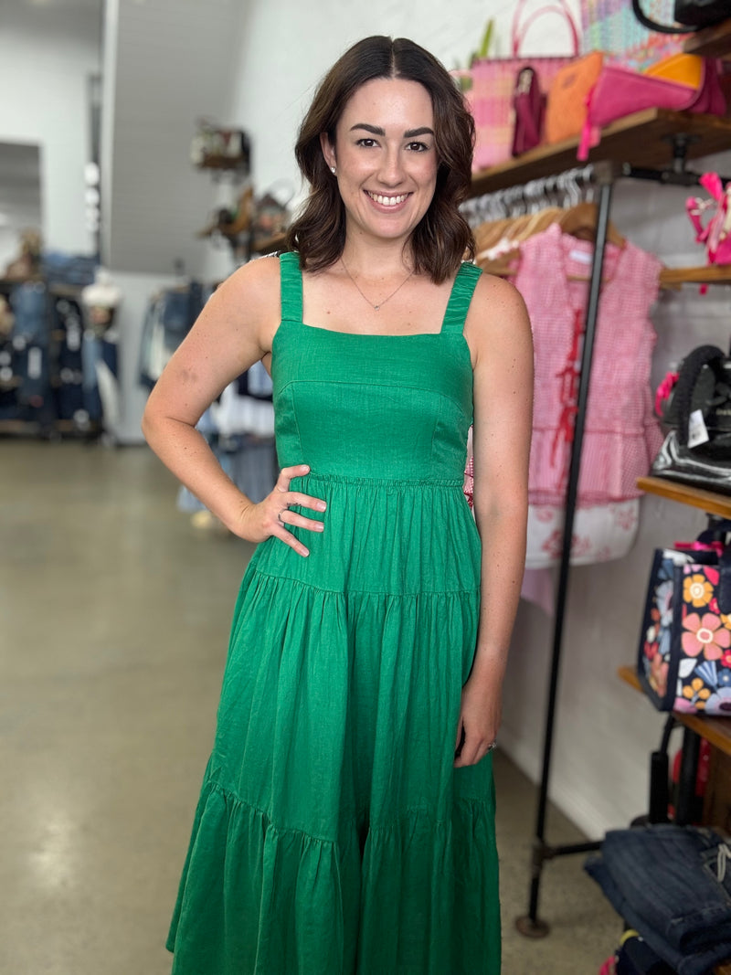 Eden Ruched Maxi Dress - Green