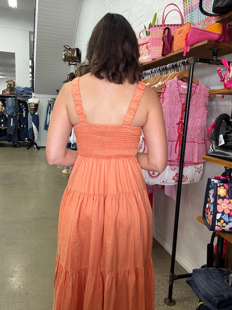 Eden Ruched Maxi Dress - Sherbet