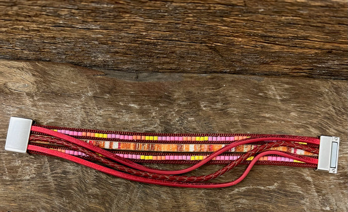 Multi Strand Magnetic Bracelet - Pink
