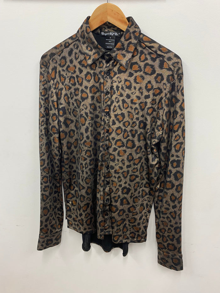 Cowgirl Tuff Pullover Arena Shirt - Soft Copper and Gold Metallic Leopard Shimmer