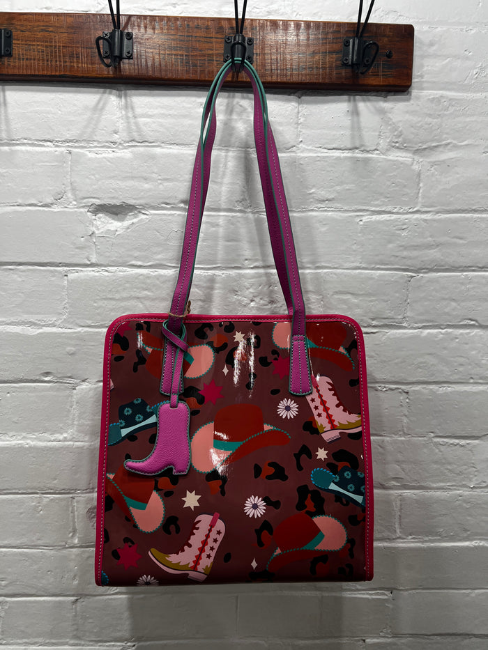 Cass - Western Vintage Hats & Boots Print Jelly Tote