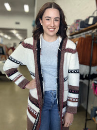 Frankie Cardigan - Burgundy & Beige