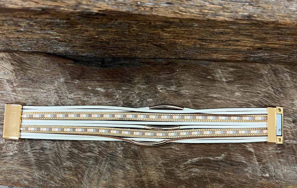 Multi Strand Magnetic Bracelet - White