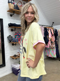 Cowgirls & Cocktails Oversized Tee - Yellow