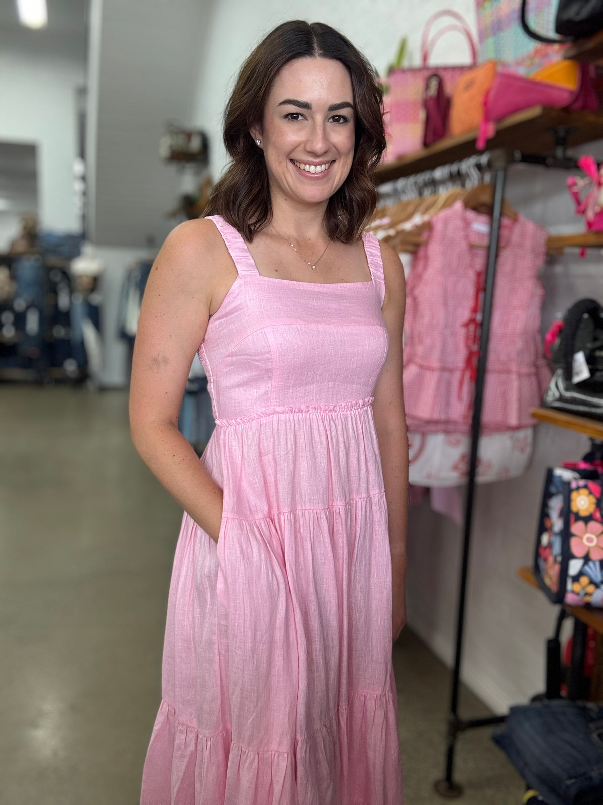 Eden Ruched Maxi Dress - Baby Pink