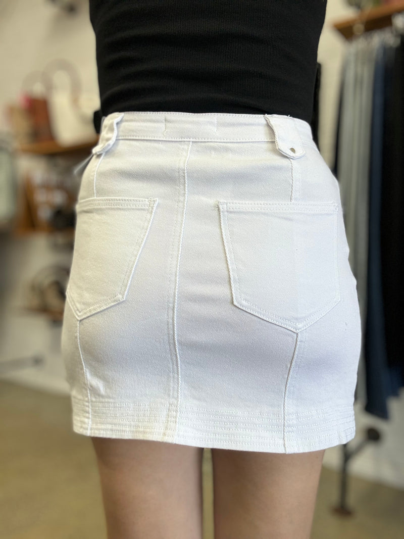 Penny - White Denim Skirt