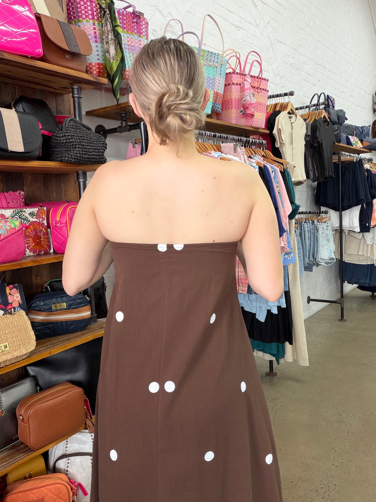 Ollie Maxi Dress - Chocolate Polka Dot